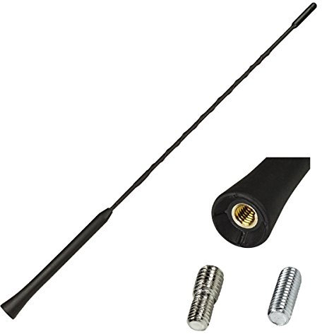 tomzz Audio 1200-004 Autoradio Kurzstab Ersatzstab Dach Antennenstab Ersatzstrahler kurz 40cm M5 M6 Anti Noise kompatibel mit Audi Opel Seat Skoda VW u.a. schwarz
