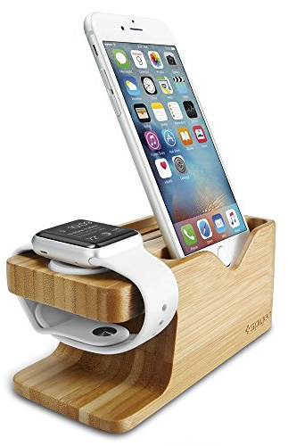 Spigen S370 Ständer Ladestation Entwickelt für Apple Watch Ultra 3/2/1 und Serie 11/10/9/8/7/6/5/SE/4/3/2/1 - Holz