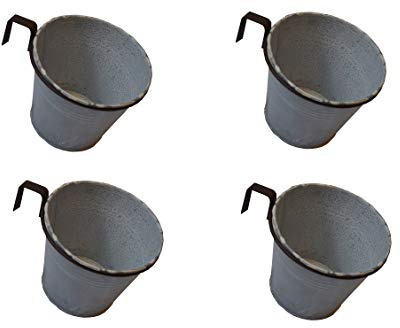 4X Pflanztopf mit Halter für Europalette Balkon usw. Metall 12X10 cm Beet Garten vor der Haustüre für Europaletten oder passende Einwegpaletten Einsatz Blumen Pflanzen