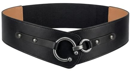 BlackButterfly Kunstleder Taillengürtel Damen O-Ringe | Breite Front, Verstellbarer Ringhaken, Elastischer Rücken, Rafft Die Mitte, Größen S-XXL, Taillenformer