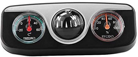 KSTE 3 in 1 Car Compass with Navigation Direction - Dash Mount Adjustable Thermometer and Hygrometer for Boats, Marine, Trucks and Outdoor