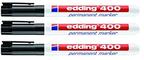 edding Permanentmarker schwarz 400-01 (1 mm, 3er Pack)
