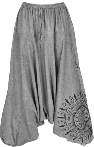 GURU SHOP haremsbyxor, ballongbyxor med mandala, aladinbyxor av bomull, kvinnor, GRÅ, 40