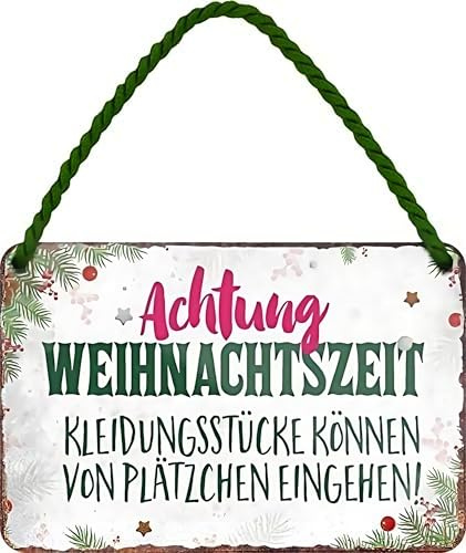 schilderkreis24 Blechschilder Kollektion 18x12cm – Weihnachtsmotive - Humorvolle Weihnachtsdeko & Geschenkideen (Achtung Weihnachtszeit Kleidungsstücke können von Plätzchen)