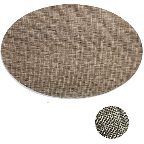 Banemi 4 Mantelitos Individuales, Tejido Ovalado Vinilo y Poliéster Salvamanteles Individuales, Marrón, 45 x 30 cm