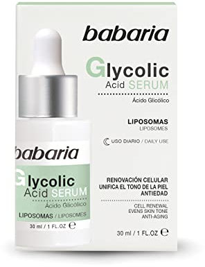Babaria - Serum Facial Acido Glicolico 30 ml | Serum Antimanchas Despigmentante Facial con Vitamina E | Cuidado Facial Mujer Antiedad | Ácido Glicólico Hidratacion Diaria | Glycolic Acid