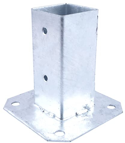 BAUSTER® Pfostenträger 70 x 70 mm Pfostenschuh fostenschuh Ausleger Mastfuß auf Beton Aufschraubhülse Feuervrerzinkt Pfosten Verzinkt Stahl Anker Stützen für Gartenstrukturen, Pavillons