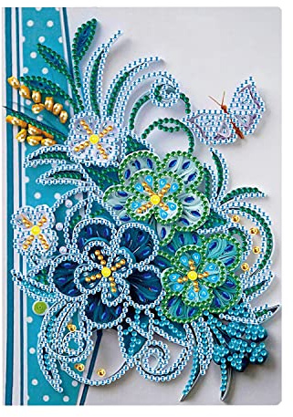 DCIDBEI Diamond Painting Notizbuch 100 Seiten weiß, Diamant Malerei Agenda für Erwachsene, Schulmaterial, Zeichenalbum, Geburtstagsgeschenke (blaue Phalaenopsis-Blume)