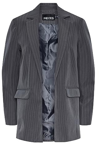 PIECES PCBOZZY LS LOOSE STRIPED BLAZER NOOS BC, Blazer Donna, Grigio (Magnet), XL