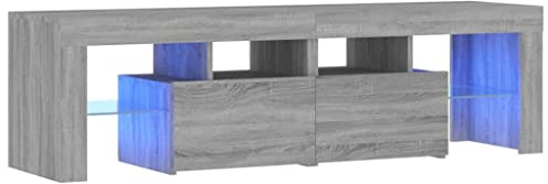 Revera Meuble TV avec lumières LED gris sonoma 140 x 36,5 x 40 cm