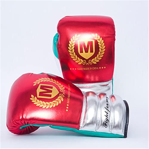 Boxhandschuhe, Trainingshandschuhe für Damen und Herren, Kinder, Leder, Erwachsene, Kampfhandschuhe, Muay Thai, Sparring, atmungsaktiv, grün, 284 g (rot, 227 g)