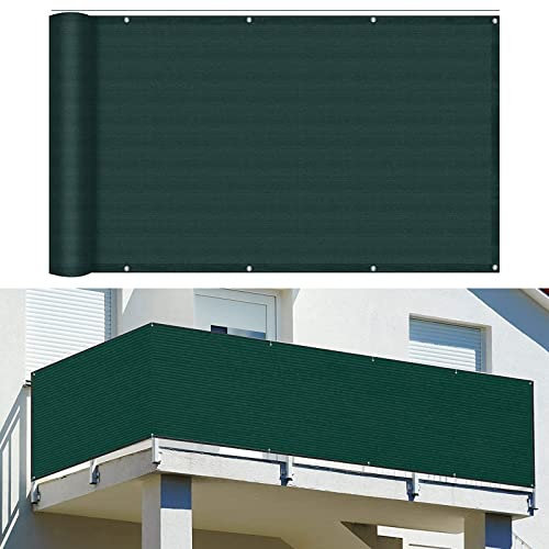 Balkon sichtschutz 80 x 800 cm Windschutz Staubschutz Terrasse Windschutz Balkonverkleidung mit Ösen und Kabelbinder für Garten Balkon Terrasse Outdoor, Grün