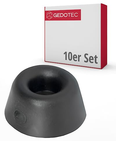 Gedotec Türstopper - Gummi | 10 Stück Premium Tür Stopper Schwarz | Gummipuffer 20 x 10 mm zum Schrauben oder Kleben | Türstopper klein für Zimmertüren | Wand-Türpuffer Türstopper Boden