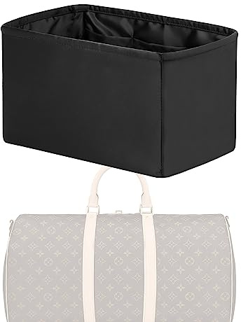 XYJG Seide Handtasche Einsatz Organisator für LV Keepall XS/25/27/45 Taschen, Luxuriöser Tasche Tote Einsatz, Behalten Sie die Form der Tasche bei, Leicht und Robust (Schwarz, Keepall 45)