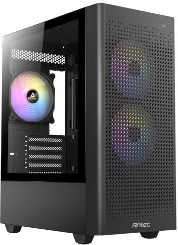ANTEC NX500M ARGB, Panneau Avant en Maille à Haut débit d'air, Type C 3.2 Gen2, 3 Ventilateurs ARGB de 120 mm Inclus, Panneau latéral en Verre trempé, jusqu'à 6 Ventilateurs, Support de radiateur de