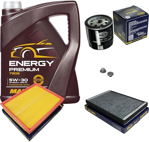 Inspektionspaket 5L MANNOL 5W-30 für Astra G Kasten H Kasten Twintop CC | Motoröl MANNOL Energy Premium 5W-30 SCT Ölfilter Luftfilter Innenraumfilter Ablassschraube