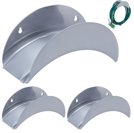Relaxdays Schlauchhalter Wand 3er Set, für 30 m 1/2 Schlauch, Gartenschlauch Halterung, Schlauchaufhängung Metall, grau