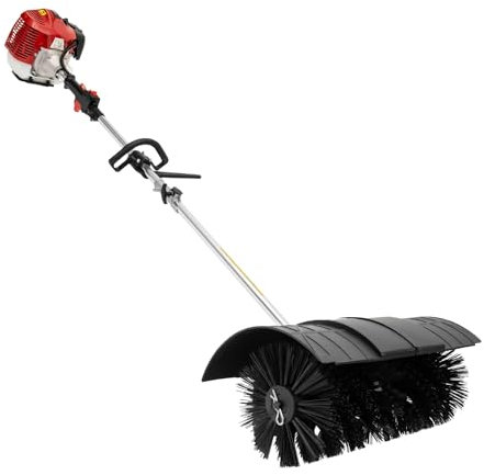 Benzin Motorbesen Kehrmaschine, Benzin Kehrmaschine Schneefräse Kehrbesen Besen Klar,Schneeschieber Schneefräse mit 52cc Motor, Gebogenes Prallflächen-Design,2-Takt, 1.7kw,52 cm³