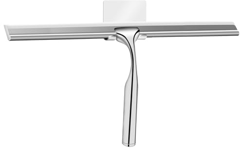 Shower Squeegees Stainless Steel with Self Adhesive Hook Window Squeegees for Shower Doors Bathroom Mirror Wiper, Window Glass Cleaning