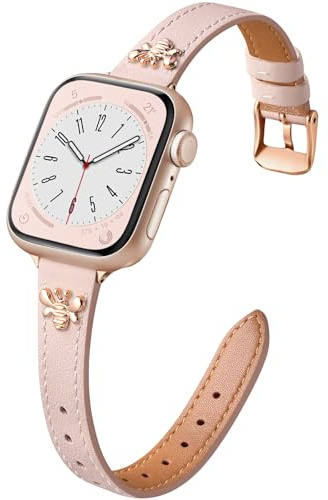 CeMiKa Bracelet Cuir Étroit Compatible avec Apple Watch 38mm 40mm 41mm 42mm