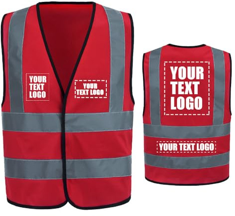 AYKRM Anpassung Logo Hi Viz rote reflektierende Weste Hohe Sichtbarkeit Rote hi viz vis Executive-Weste L