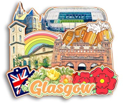Quwsne Kühlschrankmagnet, Glasgow, Großbritannien, Kühlschrankmagnet, Stadt, Reise, Souvenirs, Touristengeschenke, 3D, klassische Sehenswürdigkeiten, handgefertigt, Handwerk, Heimdekoration – 1305
