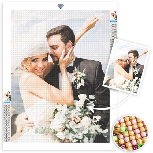 LMQJDZ Diamond Painting Bilder Eigenes Foto Personalisiert Benutzerdefiniertes Design 5D Diamant Erwachsene Kinder DIY Kreative Geschenk für die Wanddekoration zu Hause, Rund 30x30cm