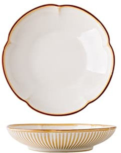 RUNZE765Z Platos Llanos Plato Hondo Irregular, Plato de cerámica for el hogar, Plato de Verduras, Plato de Ensalada, vajilla Retro Platos Llanos(A)
