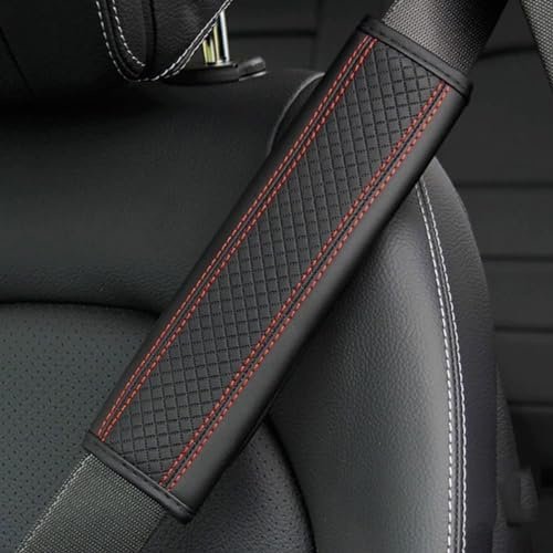 WHLXQ 2 Stück Auto Sicherheitsgurt Gurtpolster für Seat Leon FR Ibiza Cupra ateca Altea Ateca, Weich und Bequem Sicherheitsgurt Schulterschutz Zubehör,D/Black-red