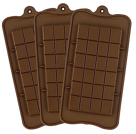 3pcs Silicone Break-Apart Chocolate Moulds, Brown Chocolate Bar Molds, Non-Stick Reusable DIY Baking Molds