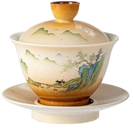 Teeservice Für Erwachsene Handbemalte Chinesische Landschaftsmalerei Im Chinesischen Stil Gaiwan-Suppenterrine Bar-Keramik-Teeset Bubble Cup Lila Gaiwan-Kung-Fu-Abdeckschale Teekanne Teeservice Teekan