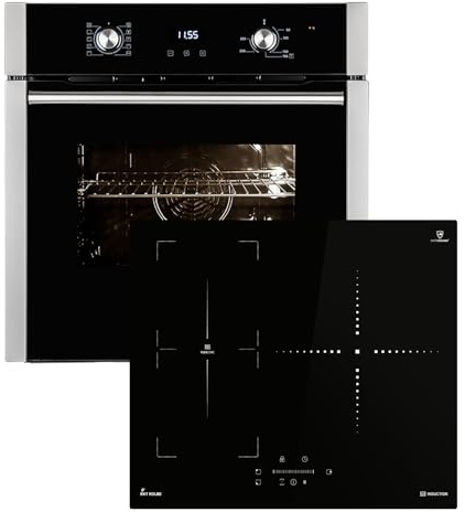 Autarkes Herdset: 60cm Einbaubackofen EB8010ED + 59cm Induktionskochfeld IND5903SP | Grill | Umluft | Heißluft | Teleskopauszüge | Automatik-Timer | 2-fach Wärmeschutzverglasung | SET8010IND593SP