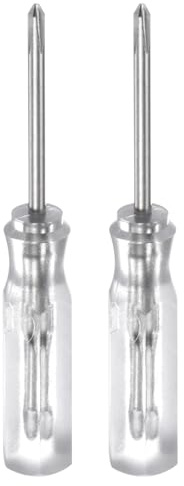 sourcing map 2Pcs PH0 Mini Phillips Screwdriver 1.5mm Magnetic Cross Head 45mm Length for Small Appliances Repairs, Transparent
