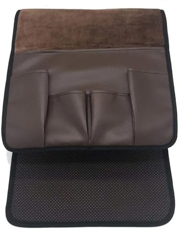 Armlehnenschoner Hängetasche for Sofas aus PU-Leder mit 5 Taschen, Organizer for Couch, Aufbewahrungstasche for Sofa, Seitenstuhl, Armlehne, Hängetasche for Bücher und Zeitschriften(Dark Brown)