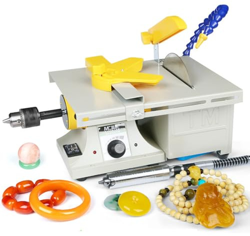 Lucidatrice Tornio Banco,Con Macchina Tampone Lucidatura Roccia Regolabile,850w,Macchina Incidere La Giada Multifunzionale,Per Molatura/Taglio/Foratura-Attrezzatura Lapidaria,110V