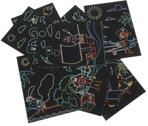 SKISUNO Piraten-kratzset Für Kinder Zum Malen Und Basteln Selbermachen Mit Kratzpapier Interaktives Spielzeug Mit Dekorationseffekt