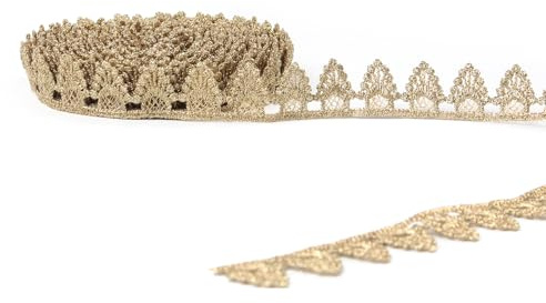 Spitzenbordüre Goldene Spitzenband Hochwertiger Spitze borten zum nähen für DIY Handwerk Kleidung Zubehör Dekor (Gold #F06（5Yards）)