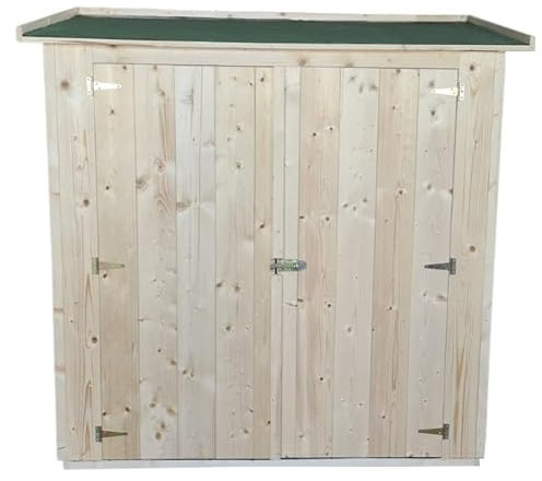 Home Idea Italia Ripostiglio copri bidoni in Legno di Abete Personalizzabile spesso 20mm Doppia Porta (Legno, 174 x 105 Cm)