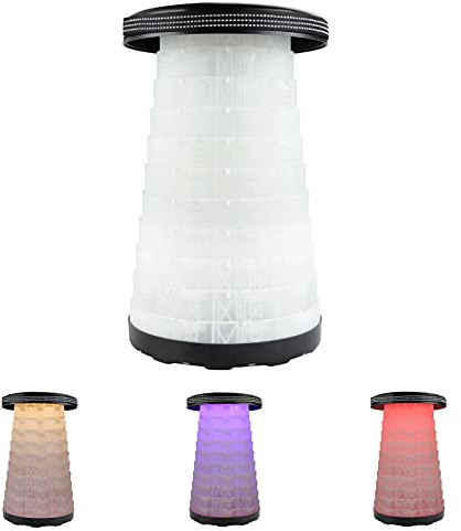 Zumhigh Sgabello pieghevole portatile, capacità di carico 200 kg, con luce a LED, sgabello pieghevole leggero, portatile, facile da riporre, sgabello da campeggio antiscivolo per campeggio, pesca