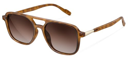 wearPro Sonnenbrille-Damen-polarisiert-Herren-UV400-Unisex-Sonnenbrillen-Trendy-Rechteckige-Retro-Klassisch-Groß-Ultraleicht-Vintage FüR Frauen-Autofahren Und Camping Verlaufs-Teebr
