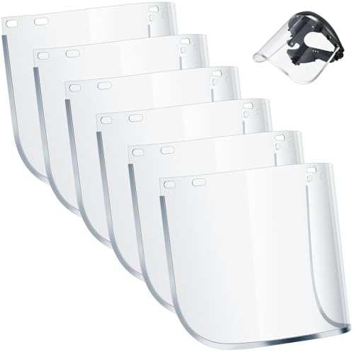 Kingdder 6 Pcs Clear Face Shield Replacement for Grinding and Cutting, 15x 8x 0.04 Inches Safety Faceshield Visors (Aluminum Edge,PET)