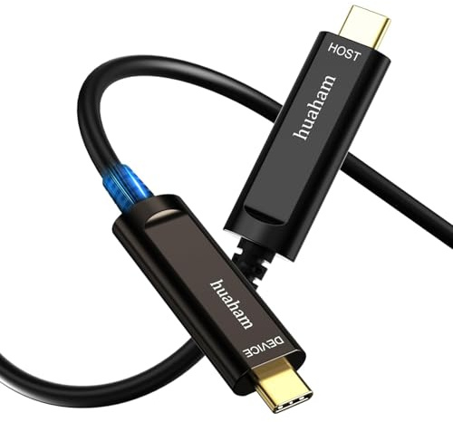 huaham Câble USB C vers C en fibre optique, transmission longue distance de 20 m, câble USB Type C 3.2 AOC 10 Gbit/s ultra haute vitesse mince pour VR, Xbox 360, ordinateur portable, etc