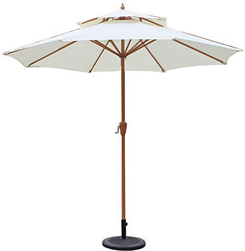 WOTZOV Gartenschirme für den Außenbereich, Doppeldach, 2,7 m, Gartenschirm, Marktschirm für Balkon, Terrasse, Angeln, Hinterhof – wasserdichter UV-Schutz，Weiß