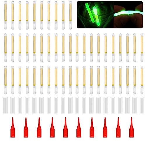 TSMORY Leuchtstäbe für Angeln, fluoreszierend, Rutenspitze, Nachtangeln, kleiner Leuchtstab, Ersatz, 50 Stück