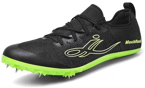 Herren Frauen Jungen Mädchen Leichtathletik Schuhe, Spikes Racing Sprint Athletische Trainingsschuhe Für Springen Werfen Hürden Laufen,Schwarz,43 EU