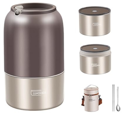 Uitndvyte Boîte à repas isotherme en acier inoxydable 304 avec couvercle - Organiseur pratique pour le déjeuner et le stockage des aliments