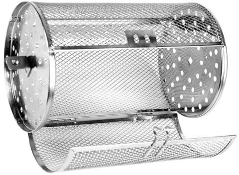 HEMOTON Panier à Griller INOX Rotatif 12x23 Cm pour Four Et Friteuse à Air Panière à Légumes Grillés Café Fruits à Coque Cuisson Uniforme Antiadhésif