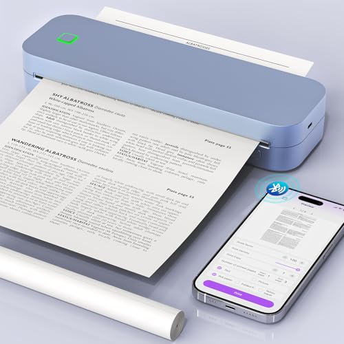 Ablemark Bluetooth Thermodrucker A4, Portable Mobiler Drucker A4 für Unterwegs, Inkless Printer Kompatibel mit Android & IOS und Laptop, Tragbarer Drucker für Zuhause, Büro, Tattoo Stencil