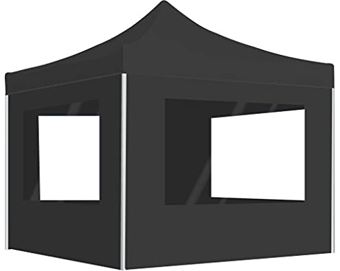 Tonnelle de Jardin Pliable, Tente de Réception Pavillon Barnum de Jardin à parois Aluminium 3 x 3m Anthracite