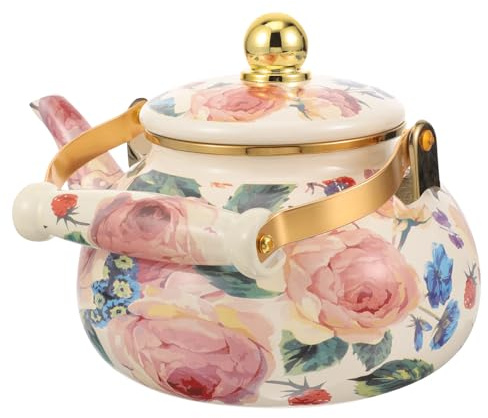 Enamel Vintage Tea Kettle 2.5l Household Water Boiling | Comfortable Handle, Fast Heating and Time-saving Use, Easy to Clean Finish